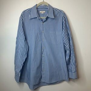Merona Men's Blue and White Striped Dress Shirt